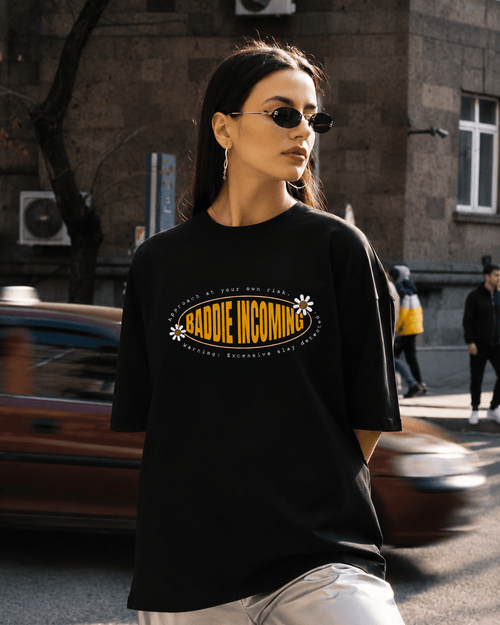 Baddie Incoming Unisex Oversized Classic T-Shirt - Kiano supima cotton gsm