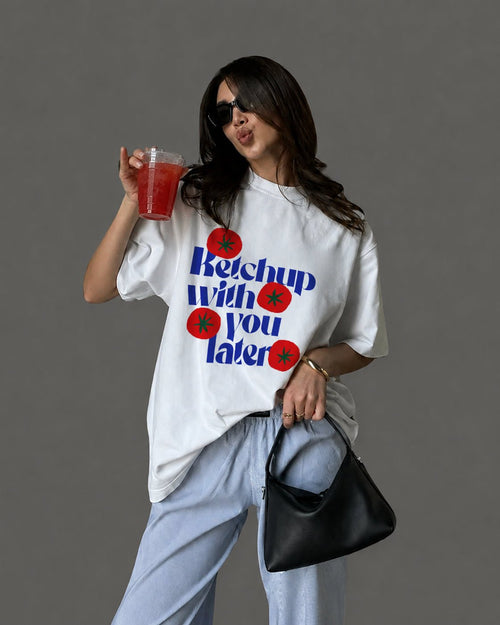 Ketchup With You Later Oversized Graphic T-Shirt - Kiano supima cotton gsm