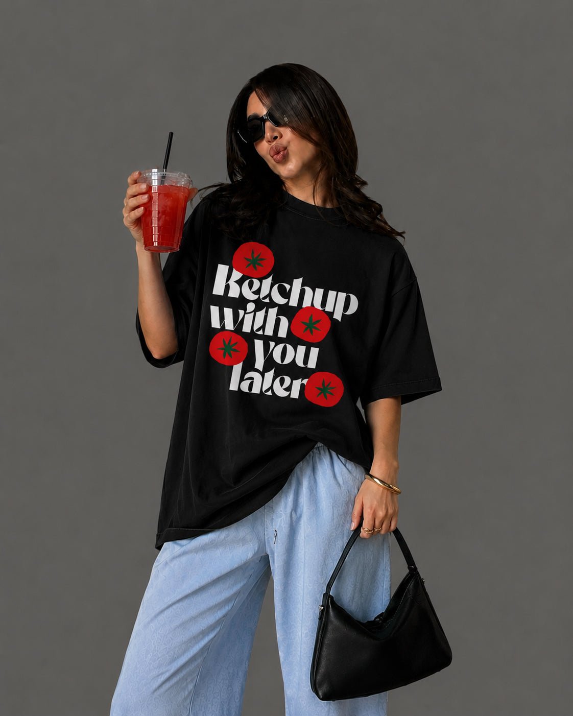 Ketchup With You Later Oversized Graphic T-Shirt - Kiano supima cotton gsm