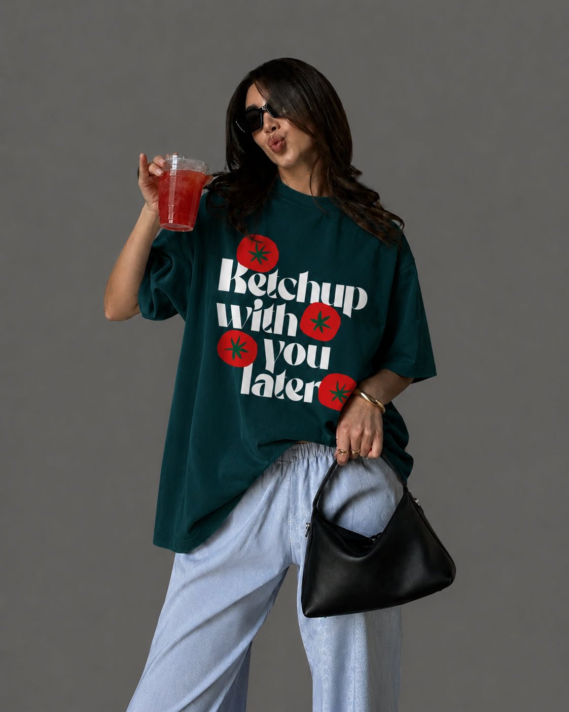 Ketchup With You Later Oversized Graphic T-Shirt - Kiano supima cotton gsm