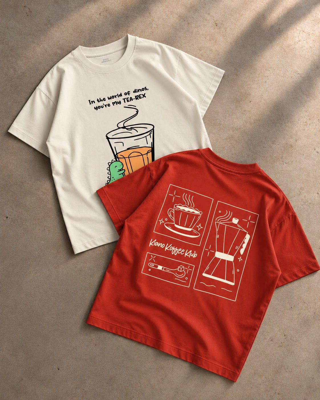 Tea-Rex + Kiano Koffee Klub Combo - Kiano supima cotton gsm